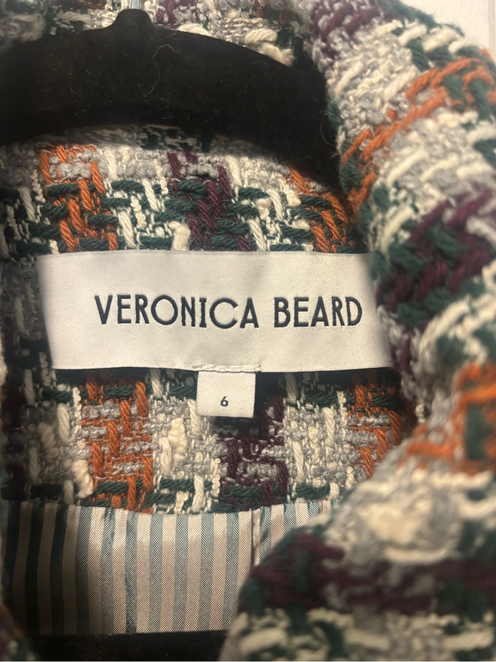 Veronica Beard Cropped Multi-Color Tweed Jacket with Contrast Trim - Picture 3 of 8